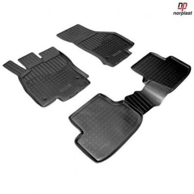 Коврики салона для Seat Leon (5F1) (5 дв) (2012) (AT) черные полиуретановые Нор Пласт